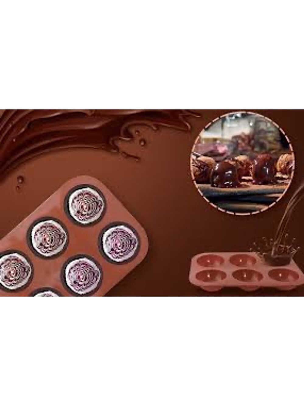 Brown Silicone 6-Hole Semi Sphere Bakeware One Size